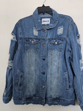 Between Us Distressed Blue Denim Jean Jacket